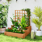 Outsunny - jardinière surélevée à 3 niveaux avec treillis pour plantes grimpantes - brun-3 jardinières pour diverses plantes, légumes et plus encore
