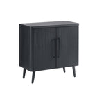 Manhattan Comfort - Jodie 31,1 po Buffet d’Appoint Style Mid-Century Modern - Gris Charbon-Comprend 2 étagères cubby cachées et réglables