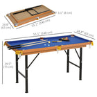 Soozier - Table De Billard Mini Portable 54,3 Po L- Table De Billard Pliable - Bleu-La surface de jeu est recouverte d’un mélange de polaire et de térélyne en vert Brunswick 