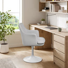 Modway - Lippa Salle à manger pivotante Cuir végane Fauteuil - Blanc blanc-Capacité de pivot à 360º