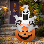 HOMCOM - 1 - 8 m Gonflable Halloween Citrouille Fantômes pour jardin-Se dégonfle pour un rangement facile (quand vous n'effrayez pas vos voisins) 