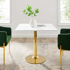 Modway - Verne 35 po Carré Table à manger, Or Blanc-Plateau en MDF