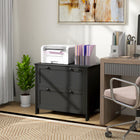HOMCOM - Armoire latérale à dossiers avec serrure - noir-Plateau adapté aux imprimantes, scanners ou objets personnels 