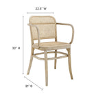 Modway - Winona Chaise à manger - Gris-Siège en canne en rotin tressé