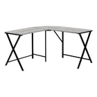 Monarch Specialties - 7196 Bureau - 55 po L/Dessus Gris De Coin/Metal Noir-Bureau d'ordinateur en coin simple et contemporain en forme de L avec des surfaces de travail spacieuses