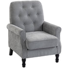 HOMCOM - Fauteuil d’appoint style milieu du siècle moderne avec assise épaisse rembourrée pour chambre - gris-Coussin épais avec ressorts ensachés et mousse haute densité pour une assise confortable et soutenue  
