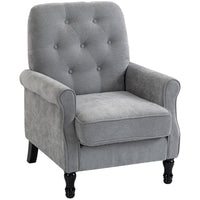 HOMCOM - Fauteuil d’appoint style milieu du siècle moderne avec assise épaisse rembourrée pour chambre - gris-Coussin épais avec ressorts ensachés et mousse haute densité pour une assise confortable et soutenue  
