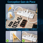 Huntkey - Parasurtenseur multiprise avec 12 prises et 3 ports USB (2 USB-A et 1 USB-C à charge rapide 20 W), cordon de 6 pi avec fiche plate - blanc-Équipé de 2 ports USB-C et 1 port USB-A pour fournir une charge haute vitesse aux téléphones intelligents et tablettes directement depuis la barre, réduisant ainsi l'encombrement du bureau.