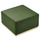 Modway - Tilden Grand velours de performance carré de 28 pouces Rembourré Ottoman - Moss Green Natural-Arrivée entièrement assemblée