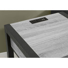 Monarch Specialties - 3201 Table d'Appoint Contemporaine 24 po à 2 Niveaux - Tiroir de Rangement - Stratifié Gris- Métal Noir-Restez connecté et chargé grâce au port USB intégré, vous permettant de recharger facilement vos appareils tout en gardant votre espace propre et élégant