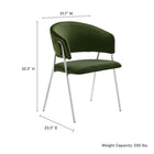 Modway - Nella Rembourré Performance Velvet Chaise à manger Ensemble de 2 - Argent vert mousse-Dossier de canon