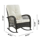 Manhattan Comfort - Fauteuil à bascule de patio traditionnel Fruttuo 75 cm, tressage gris mélangé et crème-Conception unique à bouton central capitonné