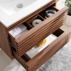 Modway - Render Support mural de 24" Vanette de salle de bain - Blanc noyer-Coiffeuse à grains de noyer