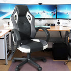 FurnitureR - Fauteuil de jeu pivotant, cuir PU, dossier élevé, blanc-Secoué d'avant en arrière, ce qui convient à la sieste et à l'assise pendant les journées de travail chargées et une expérience merveilleuse dans un moment de jeu intense