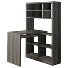 Monarch Specialties - 7041 Bureau - Taupe Fonce De Coin Cote Droit Ou Gauche-Ensemble bureau-bibliothèque en forme de L, de conception contemporaine et durable, avec étagères de rangement, dans un stratifié aspect bois brun taupe sophistiqué, avec finition sur tous les côtés.