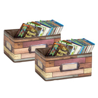 Teacher Created Resources - Conception du bois récupéré Petit bac de rangement, paquet de 2-Un organisateur décoratif qui dispose d'une surface d'inscription / essuyage pour un étiquetage pratique et un nettoyage facile
