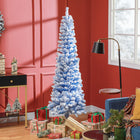HOMCOM - Arbre de Noël artificiel fin floqué de neige artificielle 6pi-Des branches en plastique réalistes donnent un aspect plein et luxuriant à l'arbre 
