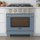 Kucht - 30 po Série KFX-X Cuisinière Pro Style au gaz naturel - Acier inoxydable/Bleu pâle-Dimensions du produit 27,75 po L x 30 po L x 36 po H