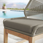 Modway - Wellspring Terrasse extérieure Teck et corde Tabouret de comptoir - Greige gris clair-Base en bois de teck