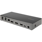 Startech - Station d'accueil USB Type-C pour triple moniteur 4K 100 W - Noir/Gris sidéral-DISPLAYPORT 1.4 AVEC DSC : la station d'accueil USB-C (MST) à triple moniteur prend en charge le double 4K 60 Hz ou le triple 4K 30 Hz sur DP 1.4 Alt-Mode HBR3 avec ordinateur portable compatible DSC - fonctionne avec DP 1.2 prenant en charge le double moniteur 1080p à 60 Hz