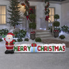 GEMMY - Panneau gonflable Joyeux Noël avec le Père Noël - 94 cm x 274 cm-Comprend des piquets et des attaches