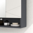 Kleankin - Armoire à pharmacie murale avec étagère et miroir - gris clair-Porte miroir pour se voir facilement lors de la préparation 