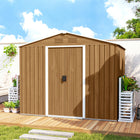 Outsunny - Remise de rangement extérieure 8 pi x 6 pi - brun foncé-Double porte coulissante pour un accès facile, verrouillable pour plus de sécurité
