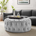 Modway - Amour Gros rond à boutons touffés Performance Velvet Ottoman - Gris clair-Rembourrage en velours polyester Performance