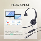 Casque mono Yealink UH42 - Casque pour téléphone et ordinateur - Certifié Microsoft Teams  - Noir-Type de connexion : câble USB-C avec adaptateur USB-A