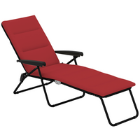 Outsunny - Chaise longue pliante avec coussin - dossier réglable - rouge vin-Convient pour les parcs extérieurs, les jardins, les patios, les bords de piscine, les vérandas, la plage et plus encore