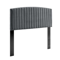 Modway - Rebecca Performance Velvet Tête de lit jumelée, Charbon de bois-Tête de lit Glam Deco