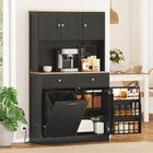 HOMCOM - Armoire 68 po avec station de recharge - noir-Trois porte-épices sur les portes pour un accès facile à vos saveurs préférées 