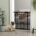 PawHut - Barrière pour Chien à Montage par Pression Fermeture Automatique pour L 29"-31,5" - Noir-La porte se referme automatiquement en dessous de 90°, reste ouverte à moins de 30°
