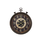 Monarch Specialties - Horloge - 24 po Rond - Mécanisme D'Engrenage - Horloge Murale - Brun - Traditionnel-Cette horloge murale ronde d'inspiration industrielle de 24 pouces, de style montre à gousset, avec un mécanisme d'engrenage unique, améliore instantanément le décor d'une maison traditionnelle