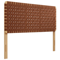 Modway - Sparta Tissage Cuir végane Tête de lit Queen, Brun naturel-Tête de lit queene seulement
