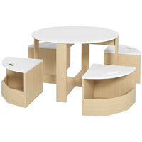 Qaba - Ensemble table et chaises pour enfants 5 pièces avec rangement pour chambre d’enfant - blanc-L'ensemble de 5 pièces accueille plusieurs enfants pour des activités de groupe  
