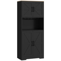 HOMCOM - Armoire de cuisine avec plan de travail pour micro-ondes - noir-Deux armoires avec cinq niveaux intérieurs 