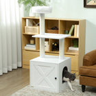 PawHut - Arbre à chat avec compartiment pour bac à litière, tour avec poteaux à griffer-Design de style mobilier qui s'harmonise avec la décoration intérieure 