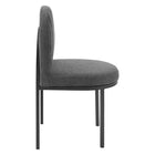 Modway - Isla Tissu rembourré Fauteuil d’appoint de salle à manger Ensemble de 2 - Charbon noir-Rembourrage en tissu polyester