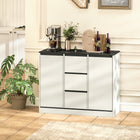 HOMCOM - Bahut buffet 39,4 po L avec portes à fermeture douce - grain de bois blanc-Comprend des étagères réglables à 3 niveaux à l'intérieur des armoires pour personnaliser votre espace de rangement 