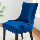 Modway - Marquis Performance Velvet Chaises de salle à manger Ensemble de 2 - Marine-Moulures cloutées à clous