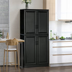 HOMCOM - Armoire de cuisine 71 po avec 4 portes à charnières et étagères réglables - noir-L’étagère à 5 niveaux vous offre beaucoup d’espace dans votre cuisine, salon et plus encore 