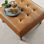 Modway - Loft Touffe Cuir végane Ottoman - Silver Tan-Touffage linéaire en bouton biscuit