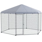 PawHut - poulailler 13,1 pi x 11,4 pi avec couverture pour jardin extérieur-Le toit ombragé garde les animaux au frais, au sec, confortables et protégés de la pluie et des rayons UV 