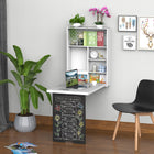HOMCOM - Table murale pliante convertible bureau - 23,5 po L x 37,25 po l x 57,75 po H - blanc et noir-Se replie facilement pour économiser de l’espace lorsqu’il n’est pas utilisé
