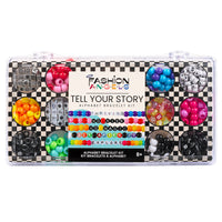 Fashion Angels - Coffret de Perles Alphabet Raconte Ton Histoire - Petit Format-ENCOURAGE L’EXPRESSION DE SOI : Affichez votre personnalité et portez votre histoire au poignet grâce aux perles lettres colourées et charms