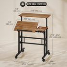 HOMCOM - Bureau debout avec plateau inclinable - 27,6 po L x 23,6 po l x 47,2 po H - marron-Une plaque de blocage empêche les livres ou autres objets de glisser