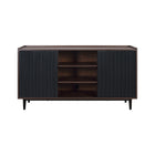 Manhattan Comfort - Buffet Duane 59,05 po style mid-century moderne - marron foncé et noir-Buffet et enfilade de style milieu du siècle pour salle à manger et salon