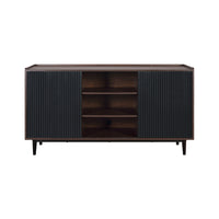 Manhattan Comfort - Buffet Duane 59,05 po style mid-century moderne - marron foncé et noir-Buffet et enfilade de style milieu du siècle pour salle à manger et salon
