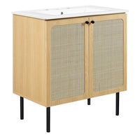 Modway - Chaucer 30" Vanette de salle de bain - Oak White-MDF et panneau de particules